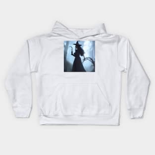 silhouette of a witch Kids Hoodie